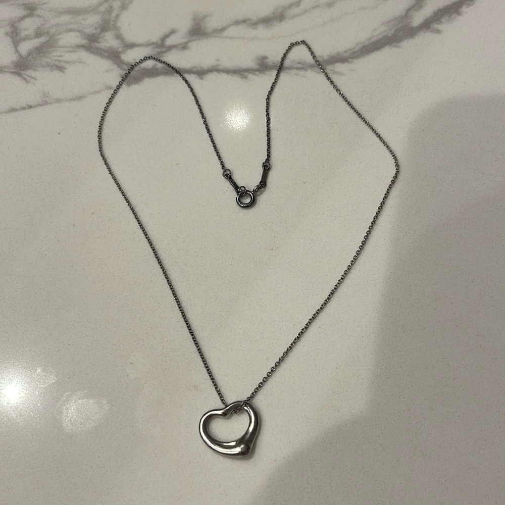 Tiffany Elsa Peretti open heart pendant and necklace